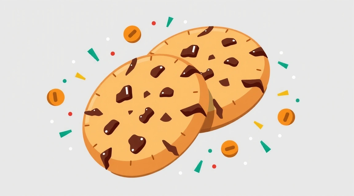 Illustrazione di biscotti digitali (cookies) che rappresentano la politica sui cookie.