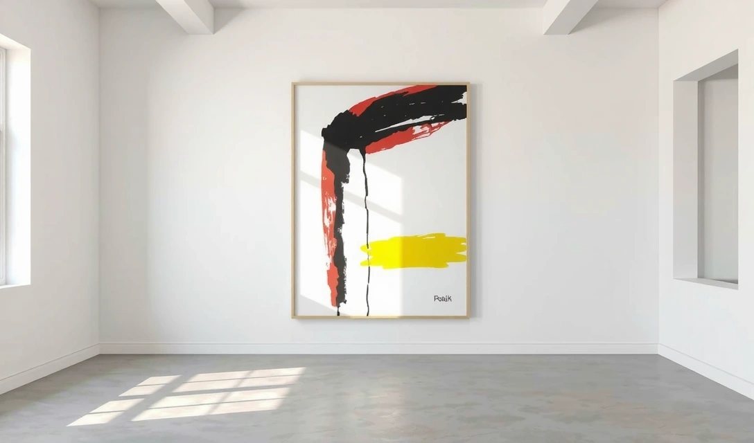 Immagine di un'opera d'arte astratta in una galleria