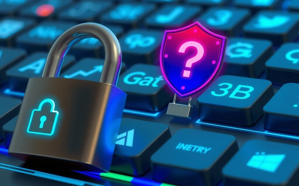 Rappresentazione visiva della sicurezza dei dati e della privacy, con icone di lucchetti e scudi su uno sfondo digitale sfocato.