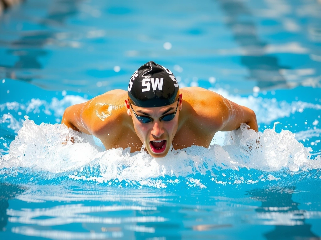 Nuotatore in piscina durante una gara
